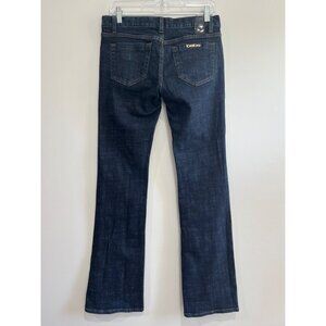 Y2K Bebe Low Rise Flare Carmen Jean Womens 29 Dark Wash Jeweled Made in USA